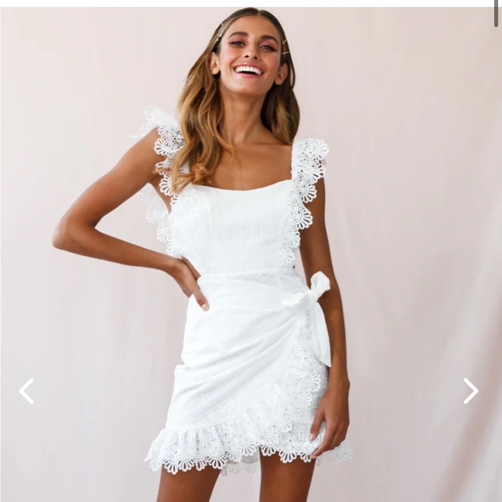 Selfie Leslie Sonnet Lace Trim Wrap Front Dress